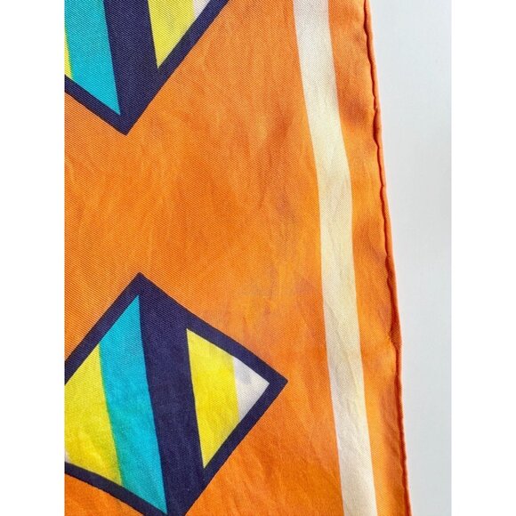 Vintage GIVENCHY Orange Geometric Print Silk Satin 30" x 30" Square Scarf - Picture 7 of 16